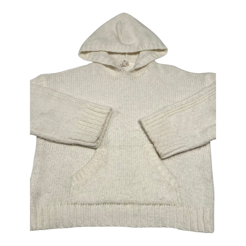 Anthropologie Pilcro Women's Small Ivory Knit Pullover Hoodie‎ Sweater